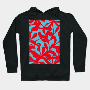 Beautiful Stylized Red Flowers on Blue Background, for all those who love nature #215 Hoodie